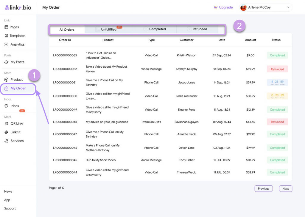 Know Where to View Order Details on Linkr