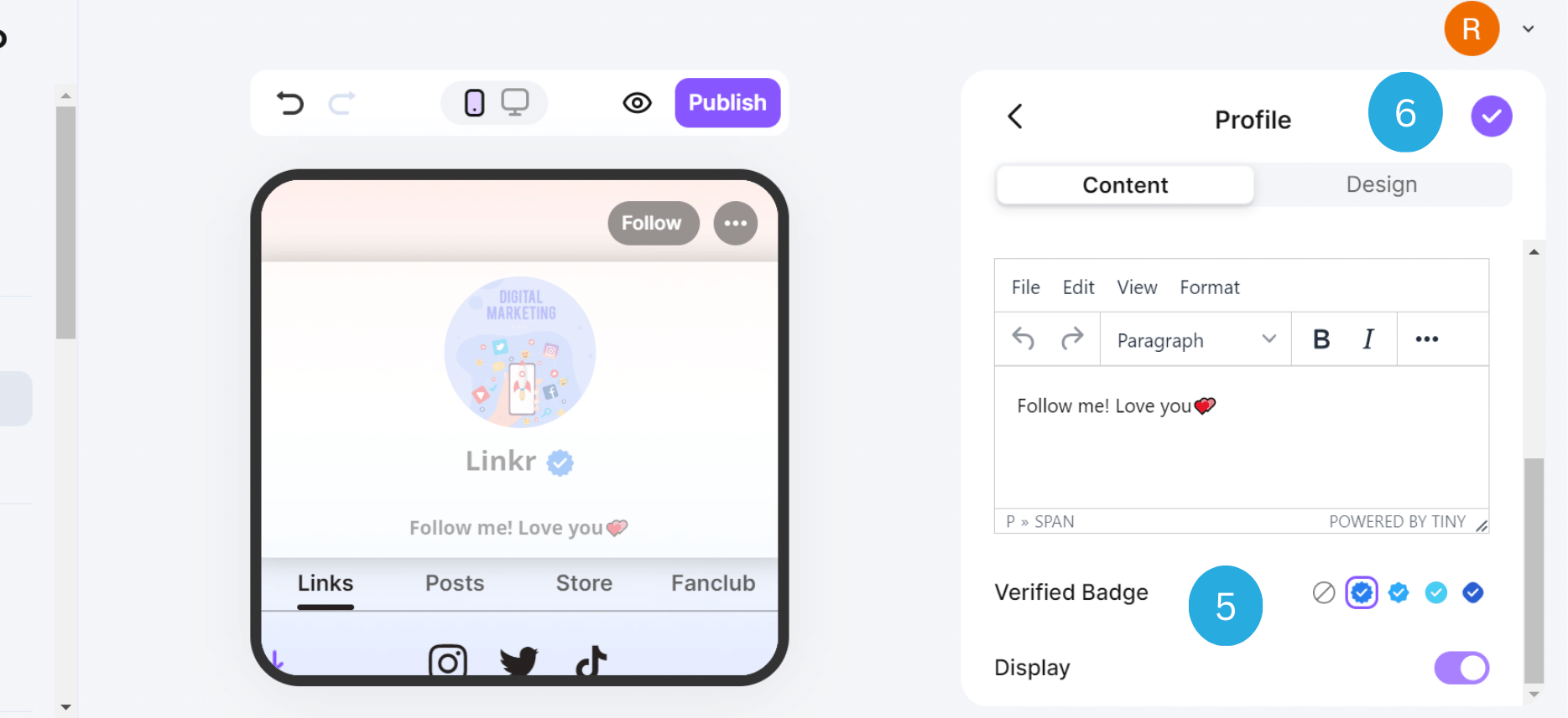 Add Verified Badge to Your Linkr Account