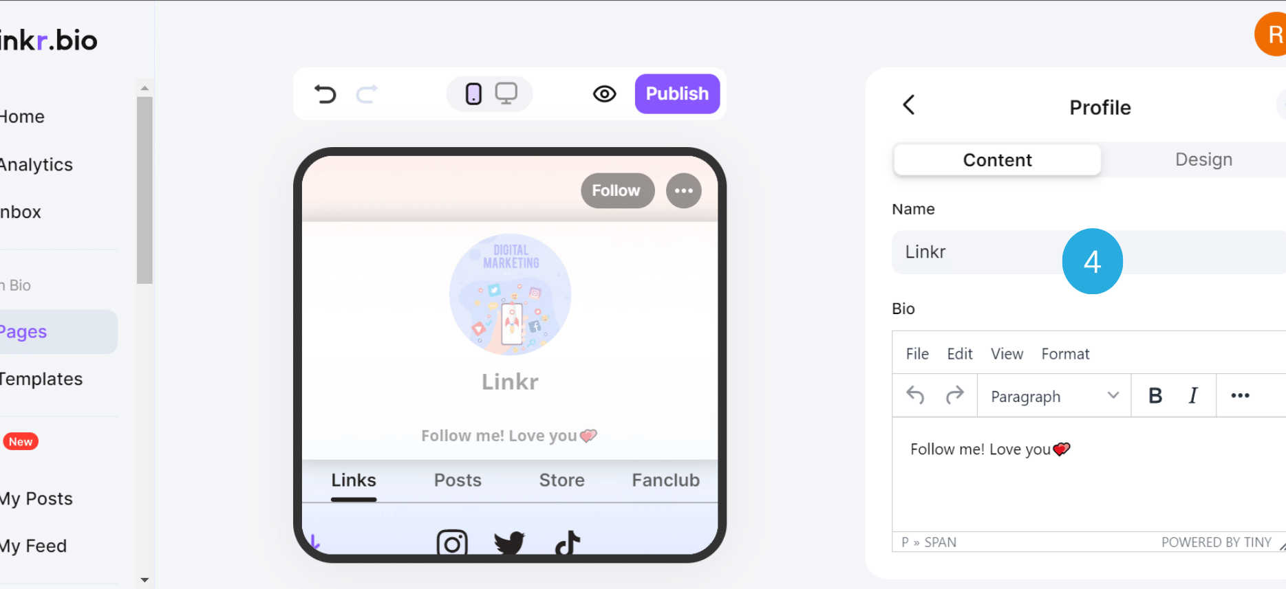 Edit Your Linkr's Profile Name and Introduction