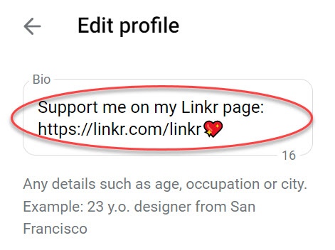 Add your Linkr page to your Telegram bio