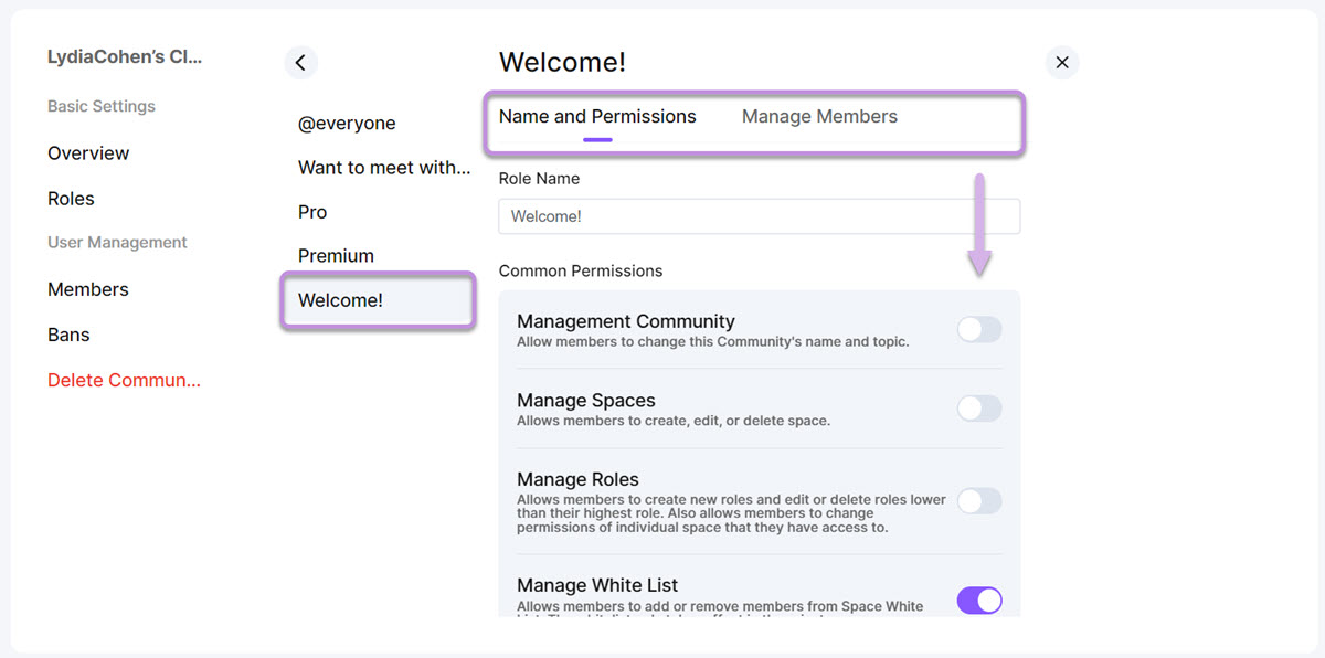 Set up permissions for roles