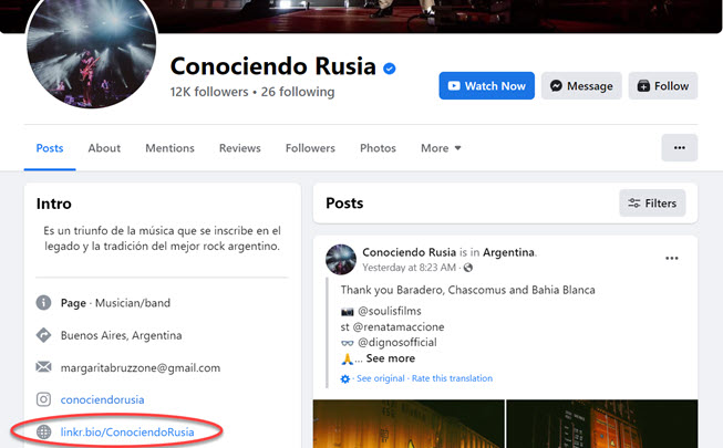 Adicione a sua página do Linkr à seção Sobre no Facebook